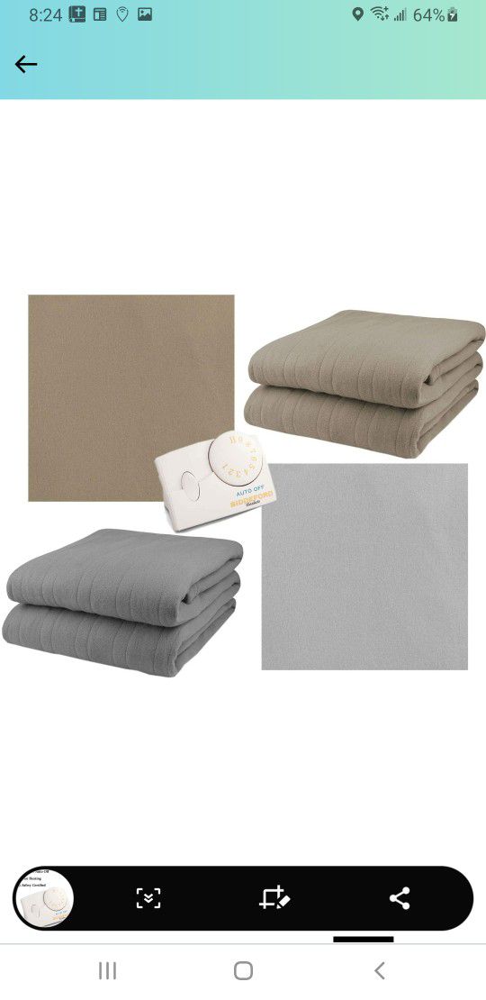 $65.ourprice//online$93.64Biddeford Comfort Knit Fleece Electric Heated Warming Blanket "Full"84"L x 72"W// Gray Washable