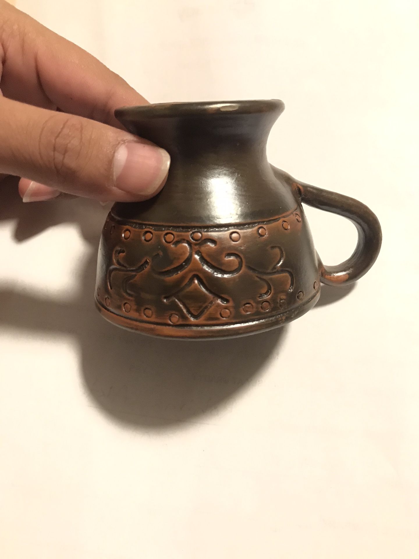 Handmade Pottery tea/coffee cup and saucer.