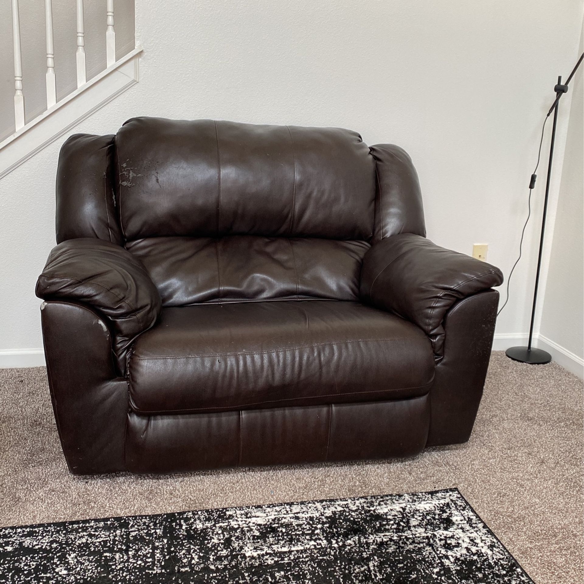 Oversized Faux Leather Recliner