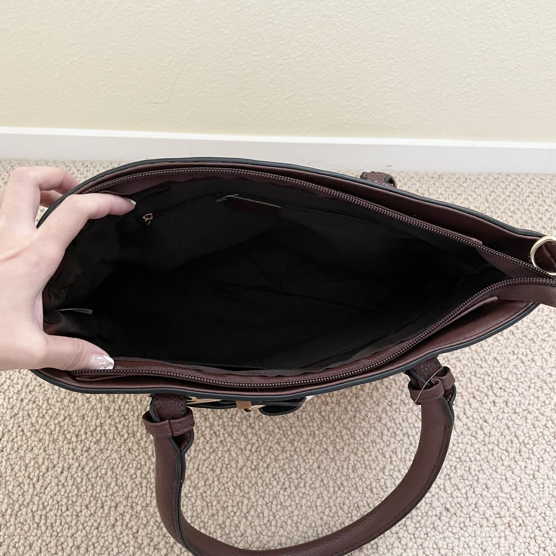 Yellow Brown Belt Design Tote Bag Women’s Purse