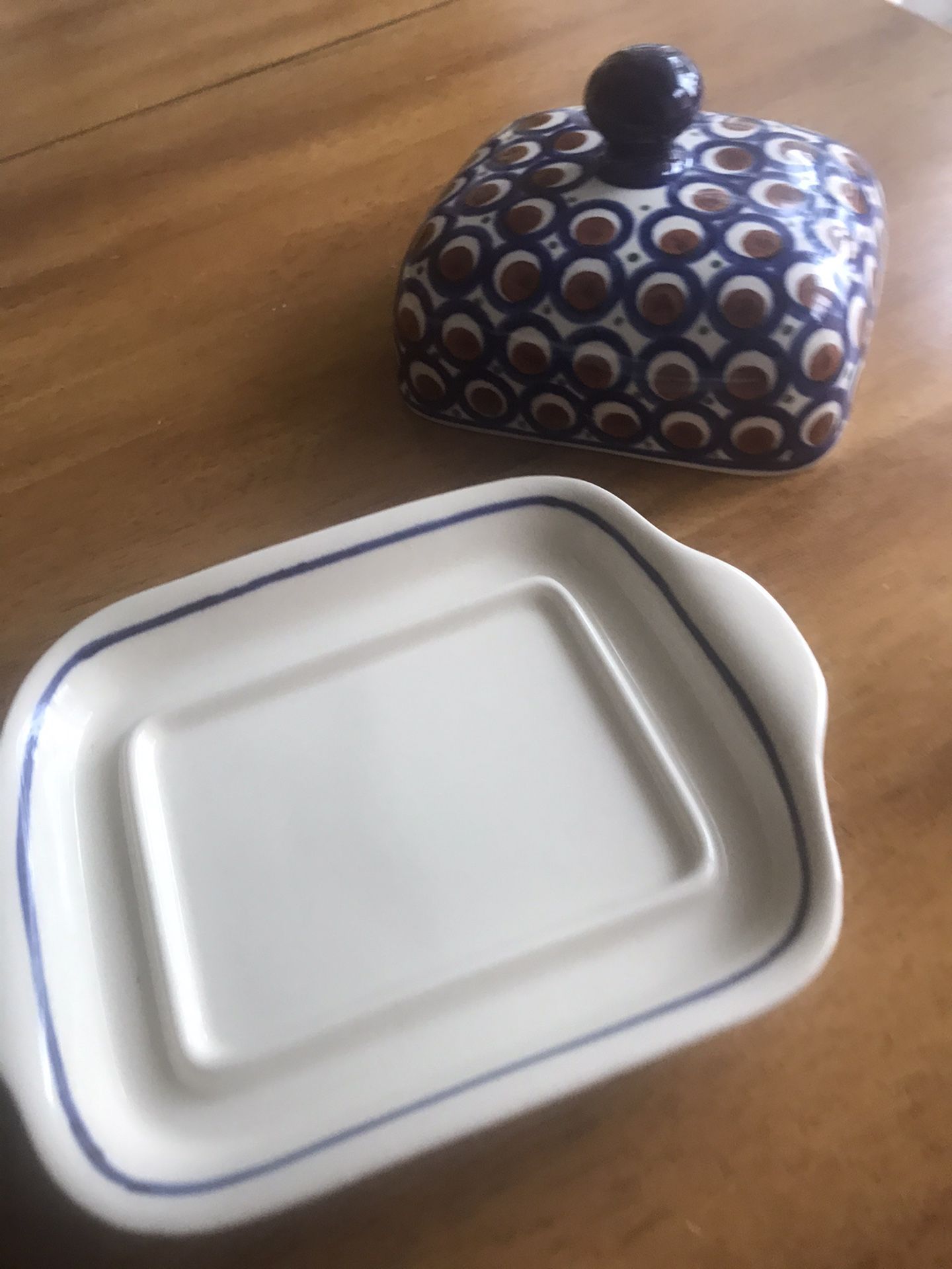 Polish Pottery Covered Butter Dish