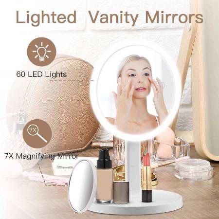 condition: new Makeup Mirror with Lights, 1x 5X Magnifying Double Sided Cosmetic LED Mirror 3 Lights Settings Touch Control Dimmable Vanity Mirrors