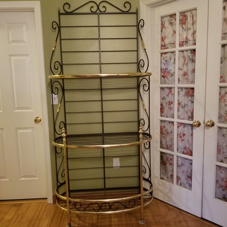 Rough Iron Heavy with gold/bronze heavy duty Bakers rack