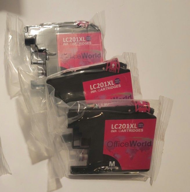 Office World Lot of 12 Printer Ink Cartridges LC201XL Multicolor For Brother New