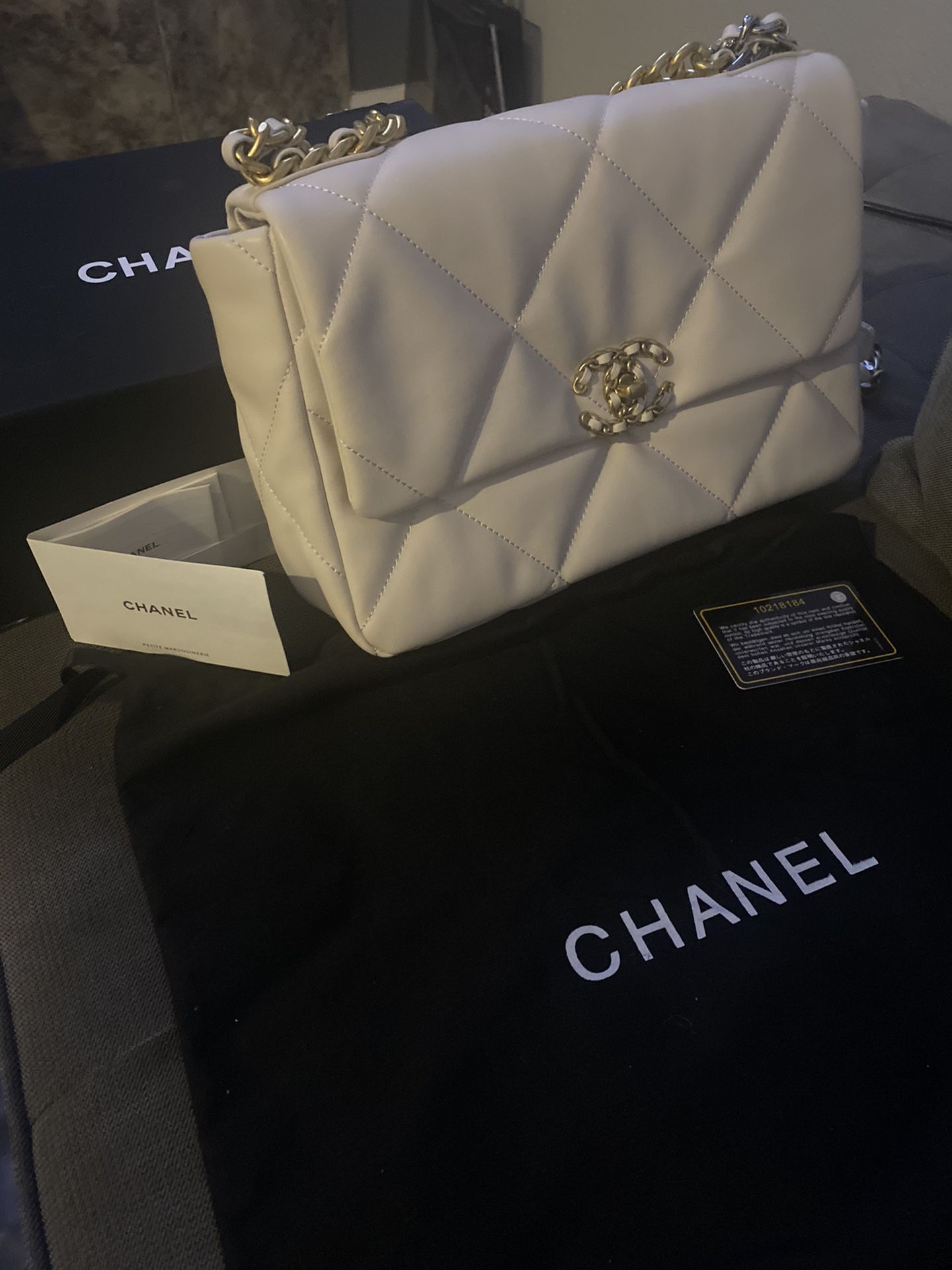 Chanel Classic  Quilted Flap White  Cross Body Bag