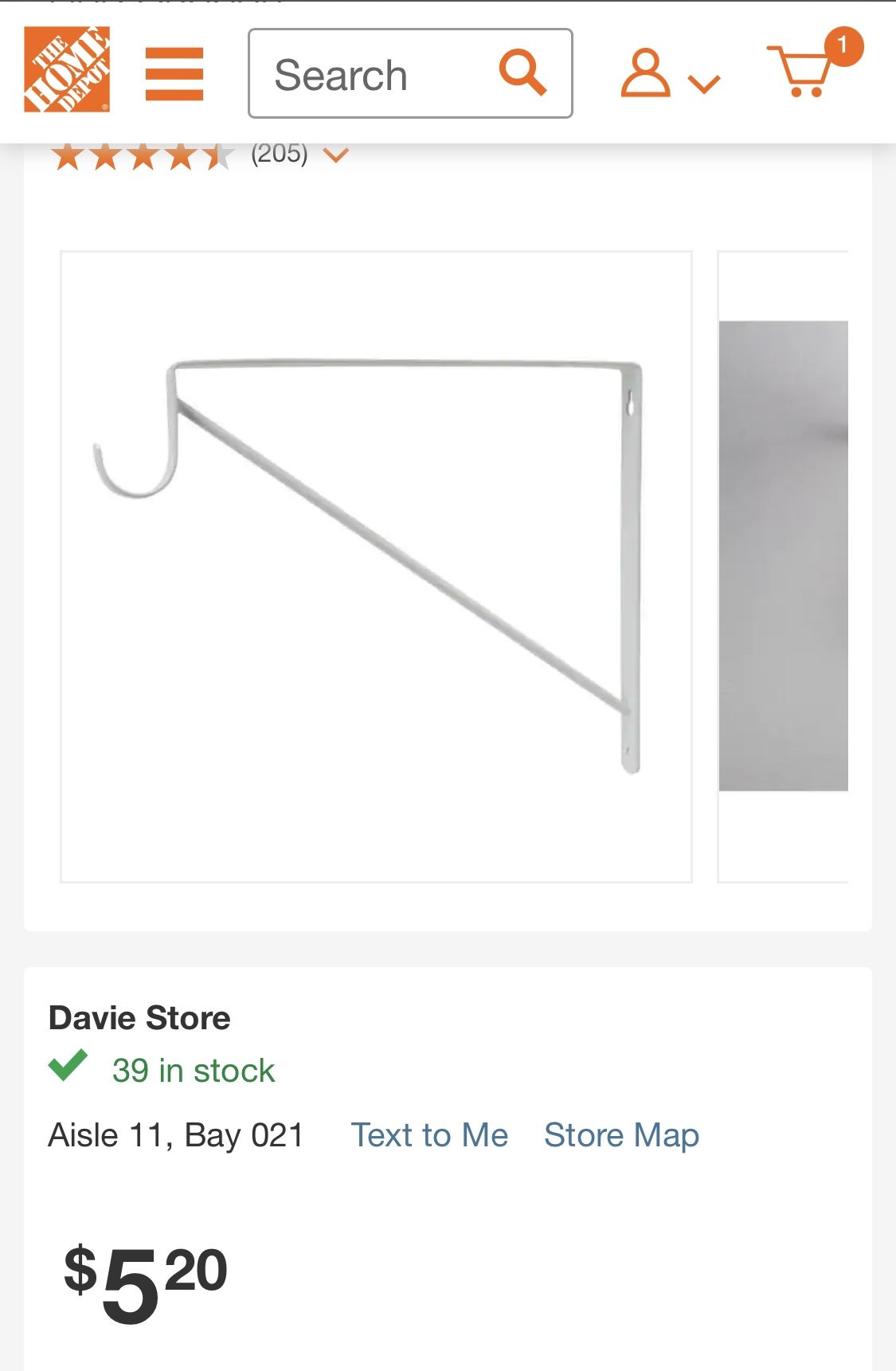 White Heavy-Duty Shelf Bracket and Rod Support