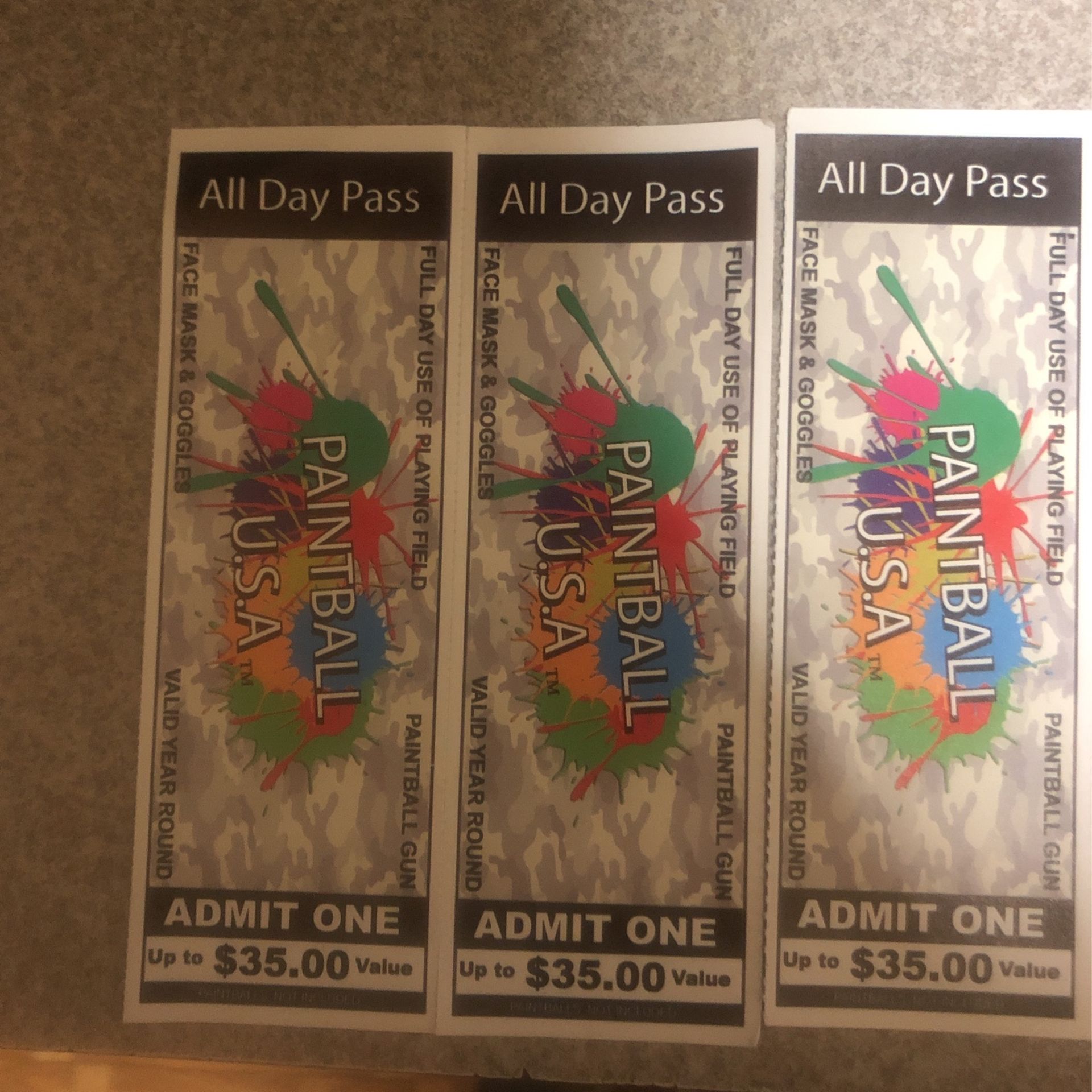PAINT BALL GUNNING TICKETS X12
