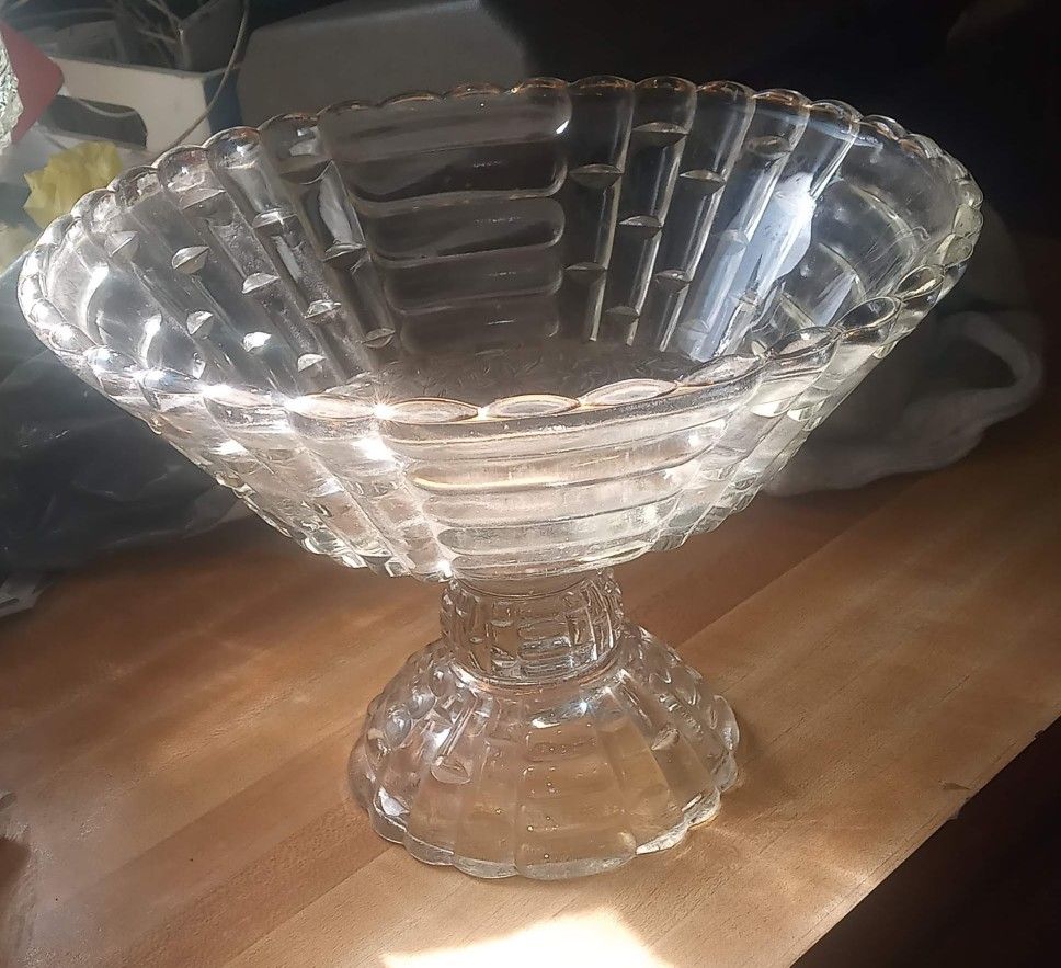 Vintage Jeannette Glass 'Louisa-Clear' Pressed Glass Compote