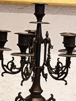 Vintage Metal Candelabra With Candle Stopper Gothic Style Six Candles Centerpiece, Victorian Wedding, Medieval Home

 Thumbnail