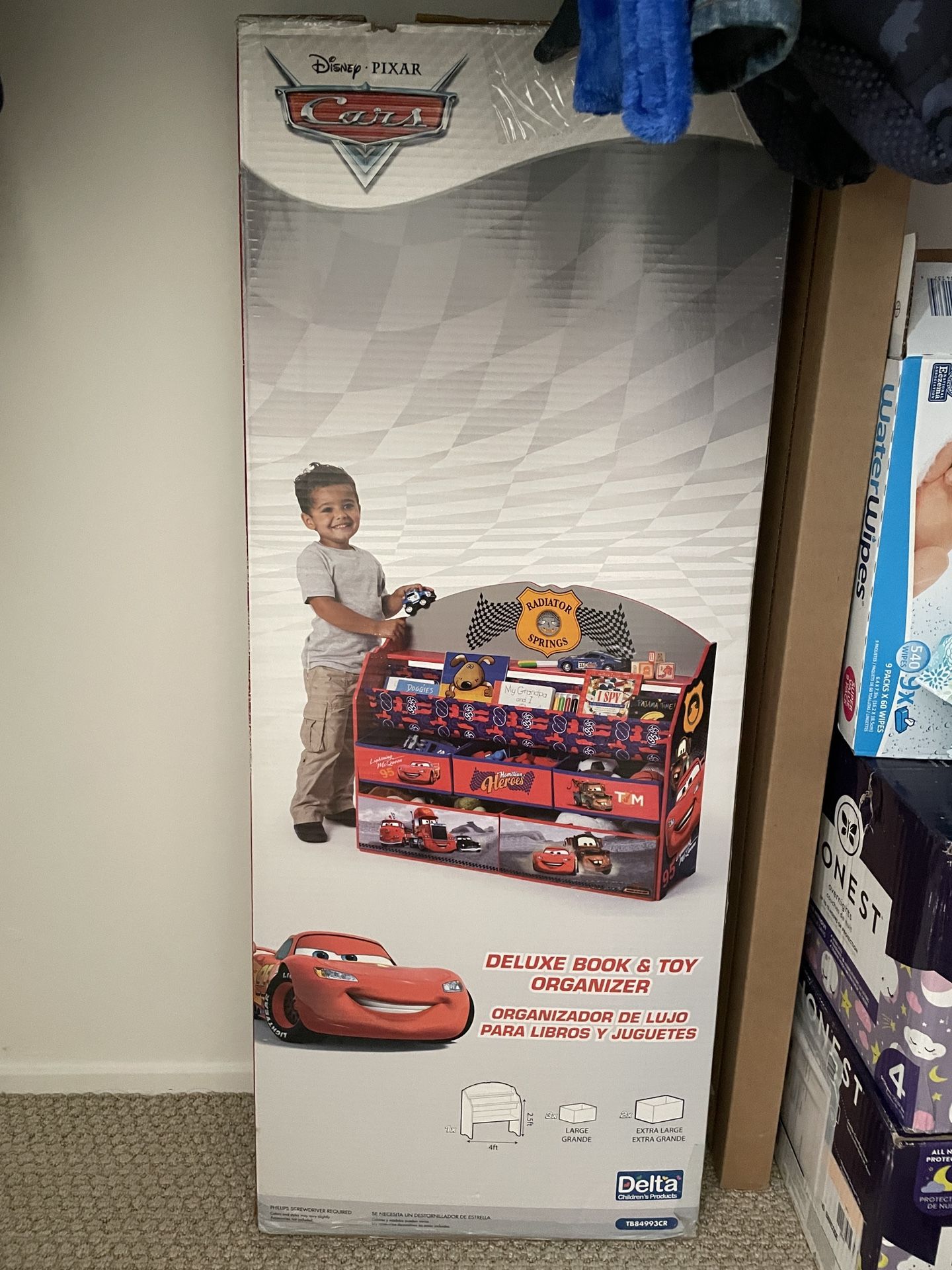 Disney Pixar Cars Delta Children Kids Child Deluxe Book Shelf Bookshelf Storage and Toy Organizer Storage Chest