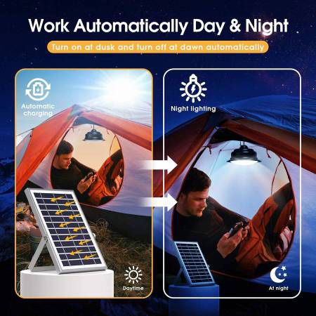 4 lights Solar Lights Indoor Outdoor Home Dual Head Solar Pendant Light with Smart Remote Control Dual Color Switchable Brightness & Timing Adjustable
