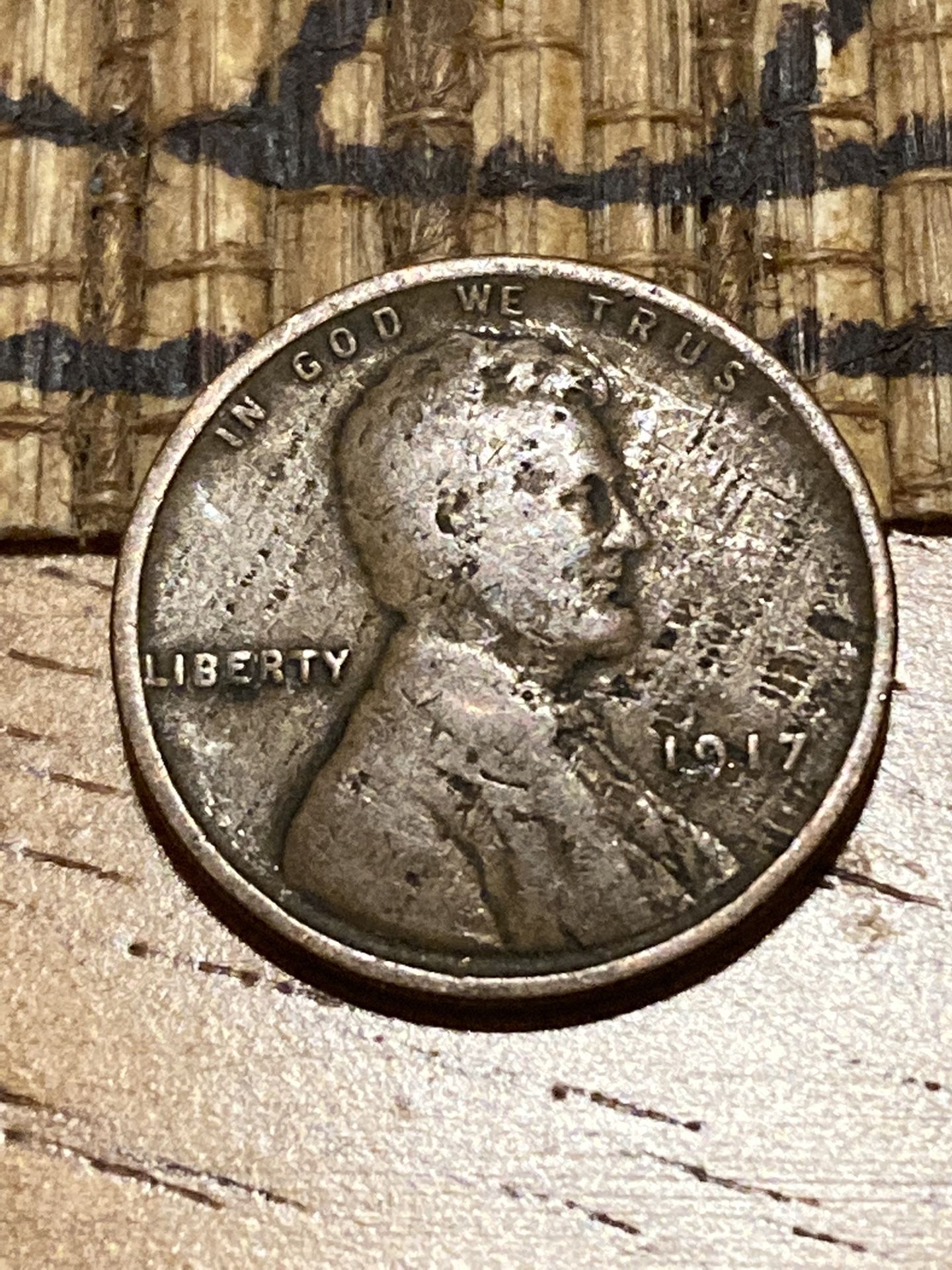 1917 Wheat Cent With Lamination Errors