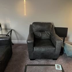 Dark Gray Leather couch and chair  Thumbnail