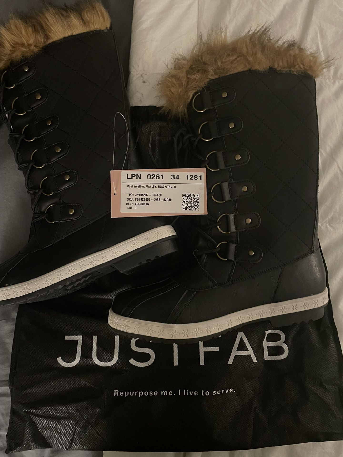 Boots With The Fur! JustFab- Brand New! 