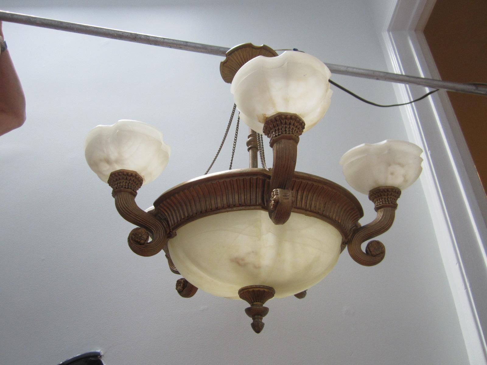 Vintage style alabaster chandelier