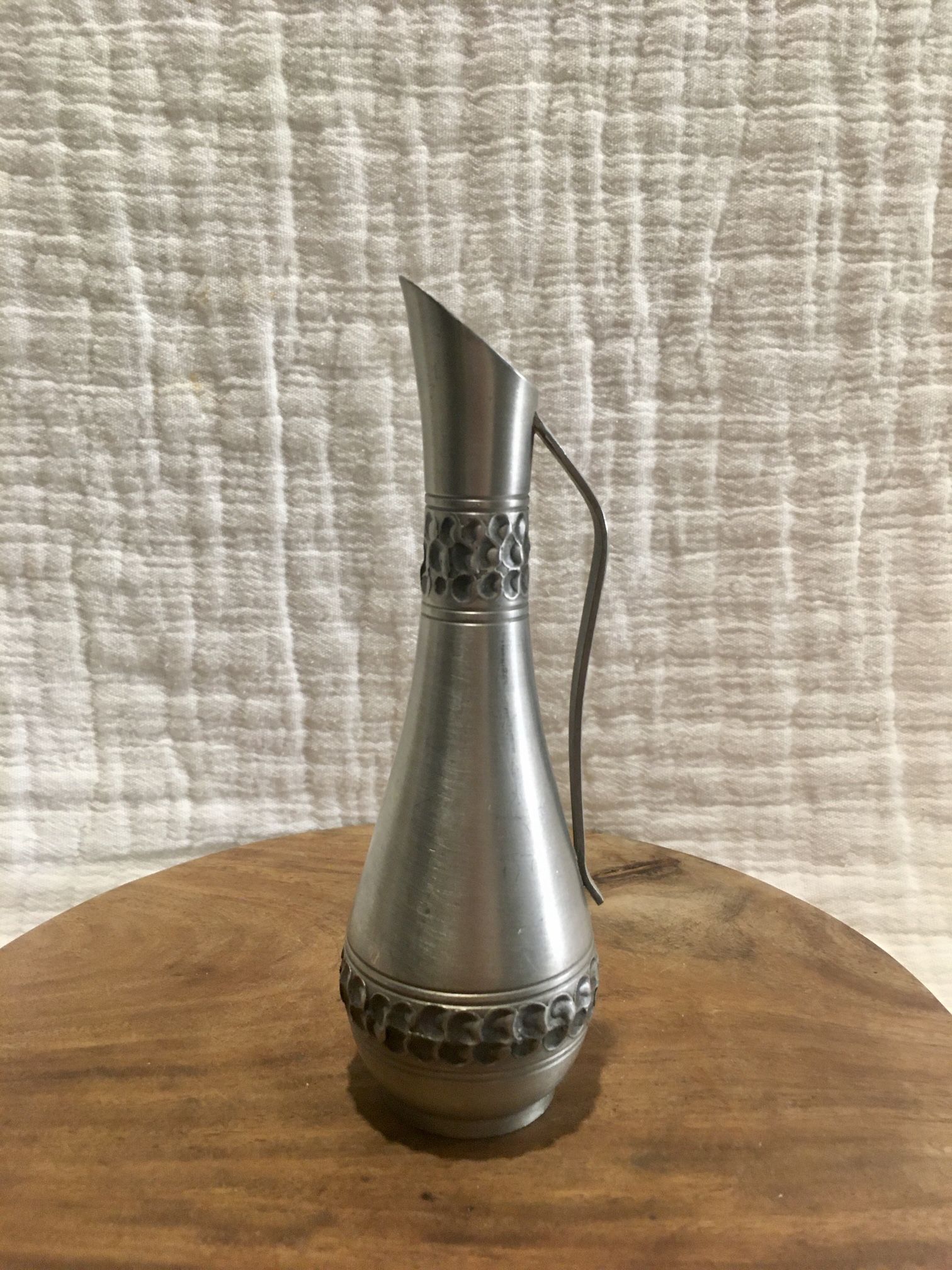 6.5” Vintage PERLETINN NORWAY Slim Pewter Pitcher Vase Mid Century Modern Minimalist Home Decor