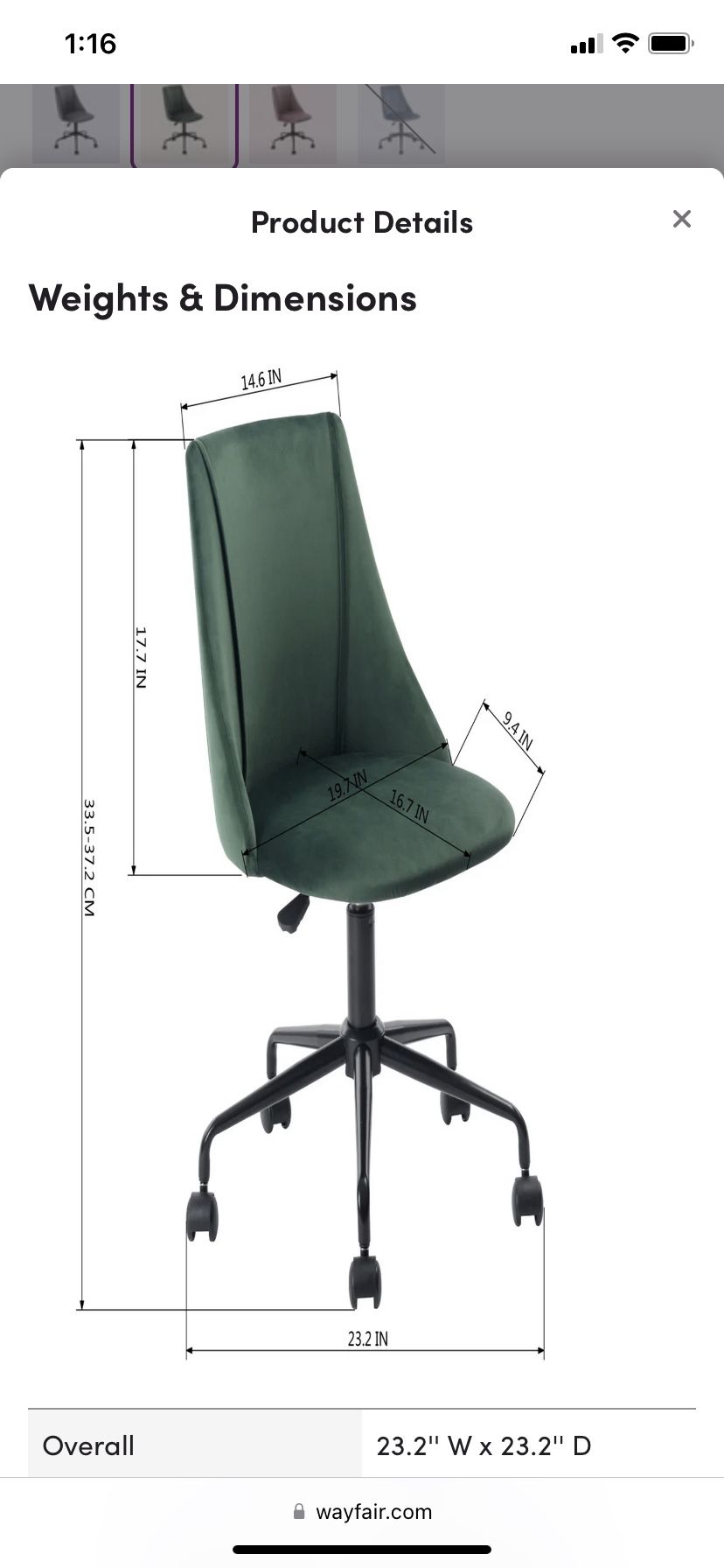 Velvet Desk Chair 