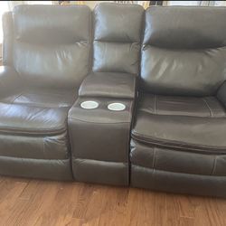Reclining Leather Love Seat  Thumbnail