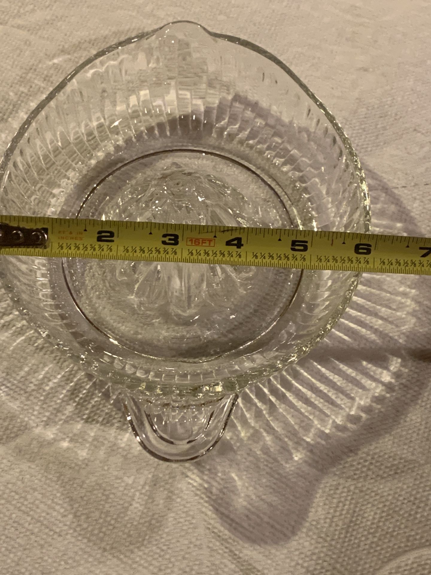 Beautiful etched glass juice strainers and dipping bowl