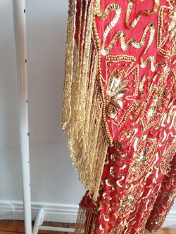 Vintage Red & Gold Sequin Dress 5x Thumbnail
