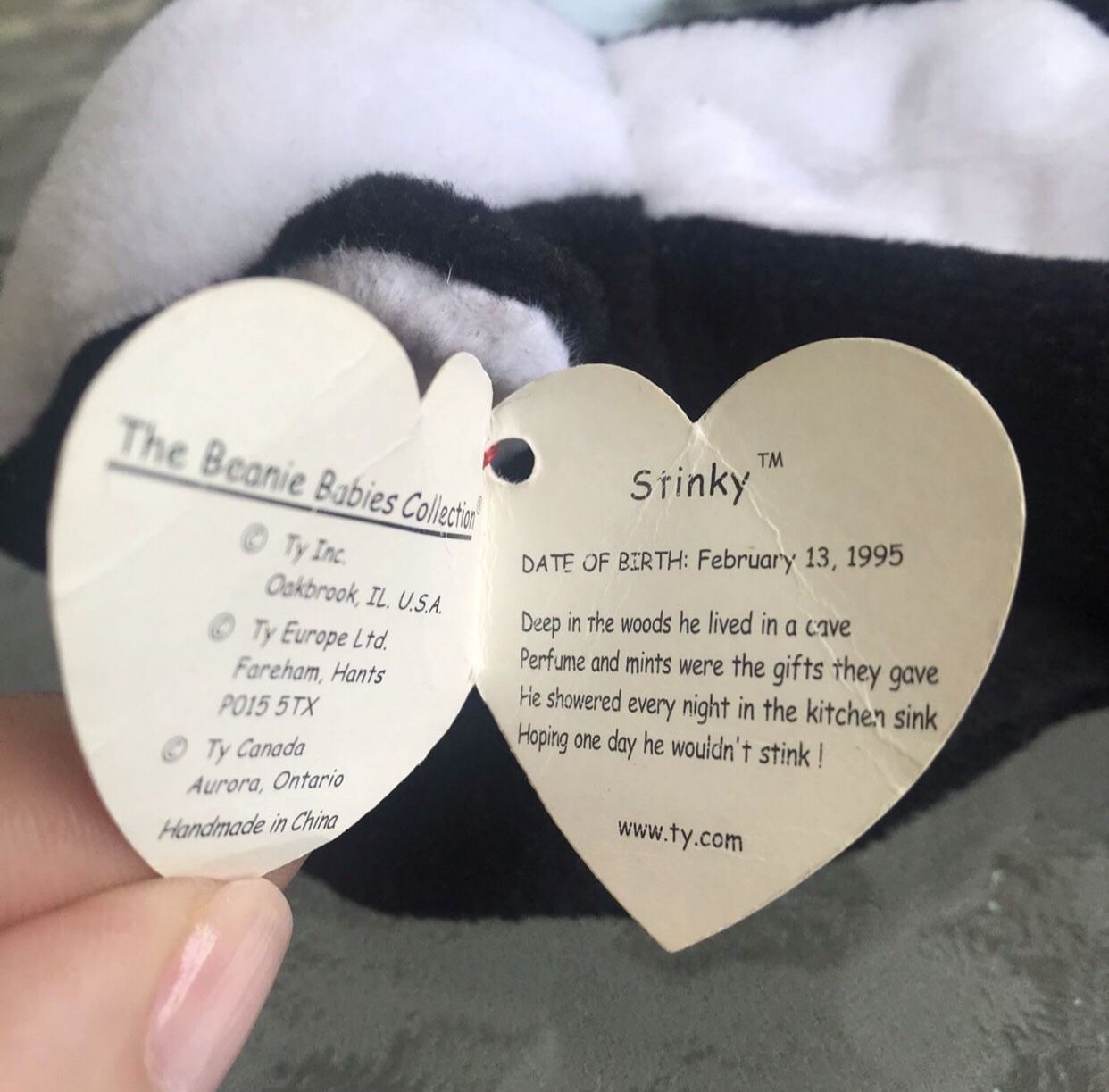 Ty Beanie Baby Stinky The Skunk *Rare* retired one of the original beanies