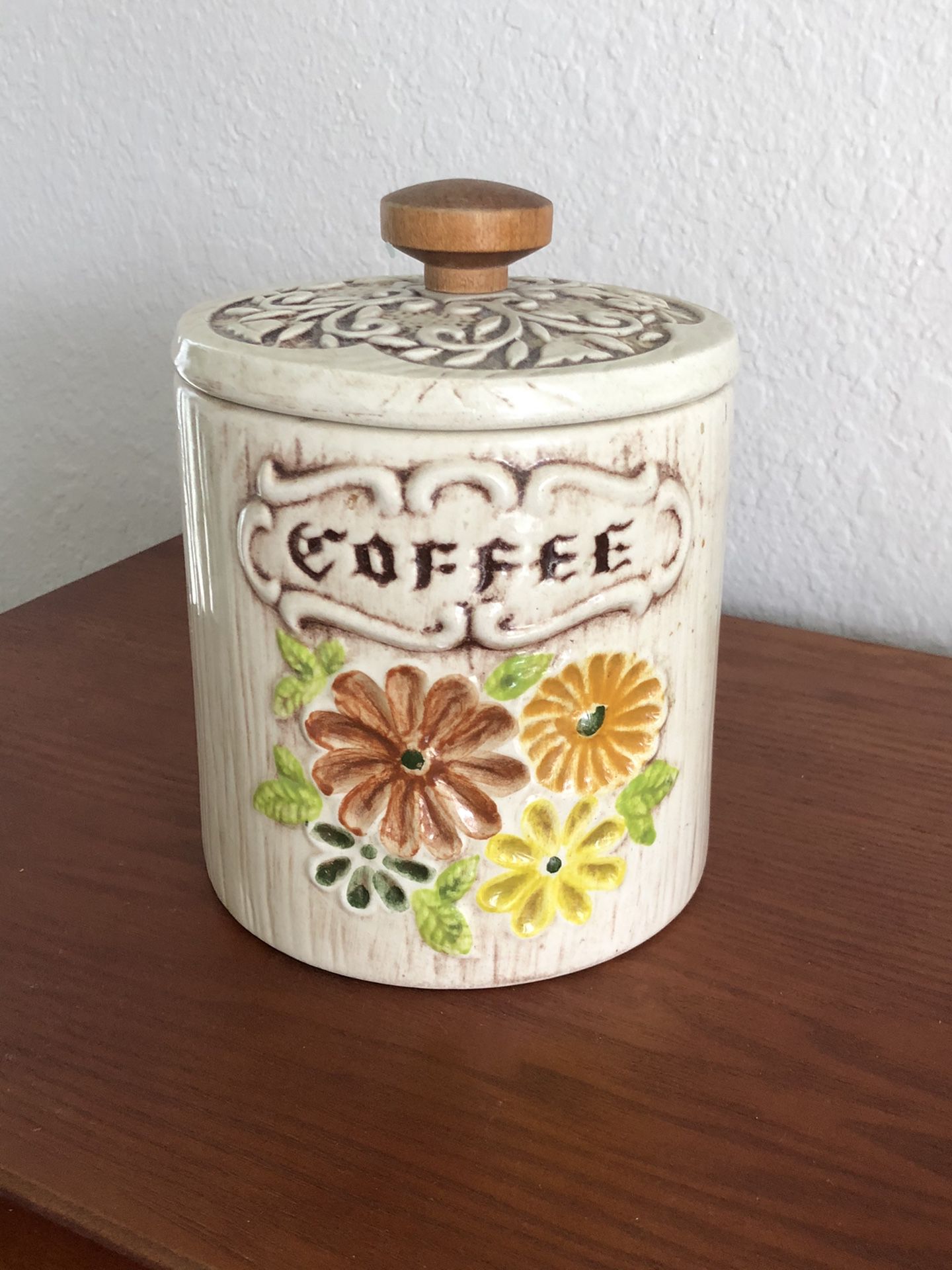 Vintage Treasure Craft Bohemian Daisy Kitchen Canisters