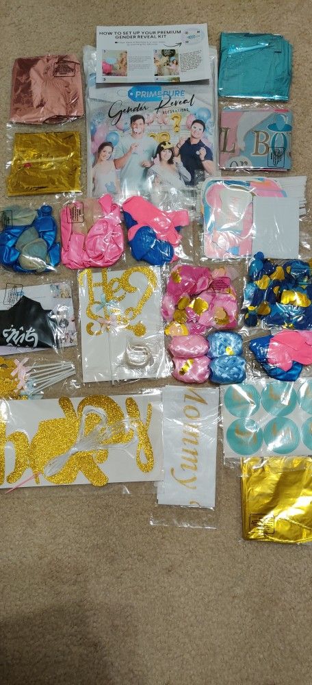 Baby Gender Reveal Party Supplies and Decorations (111 Piece Premium Kit) Pink and Blue Balloons, 36 inch Gender Reveal Balloon, Boy or Girl Banner