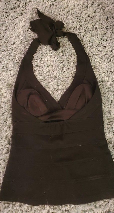 Cache Black Pretty Halter - Gold Studs - S
