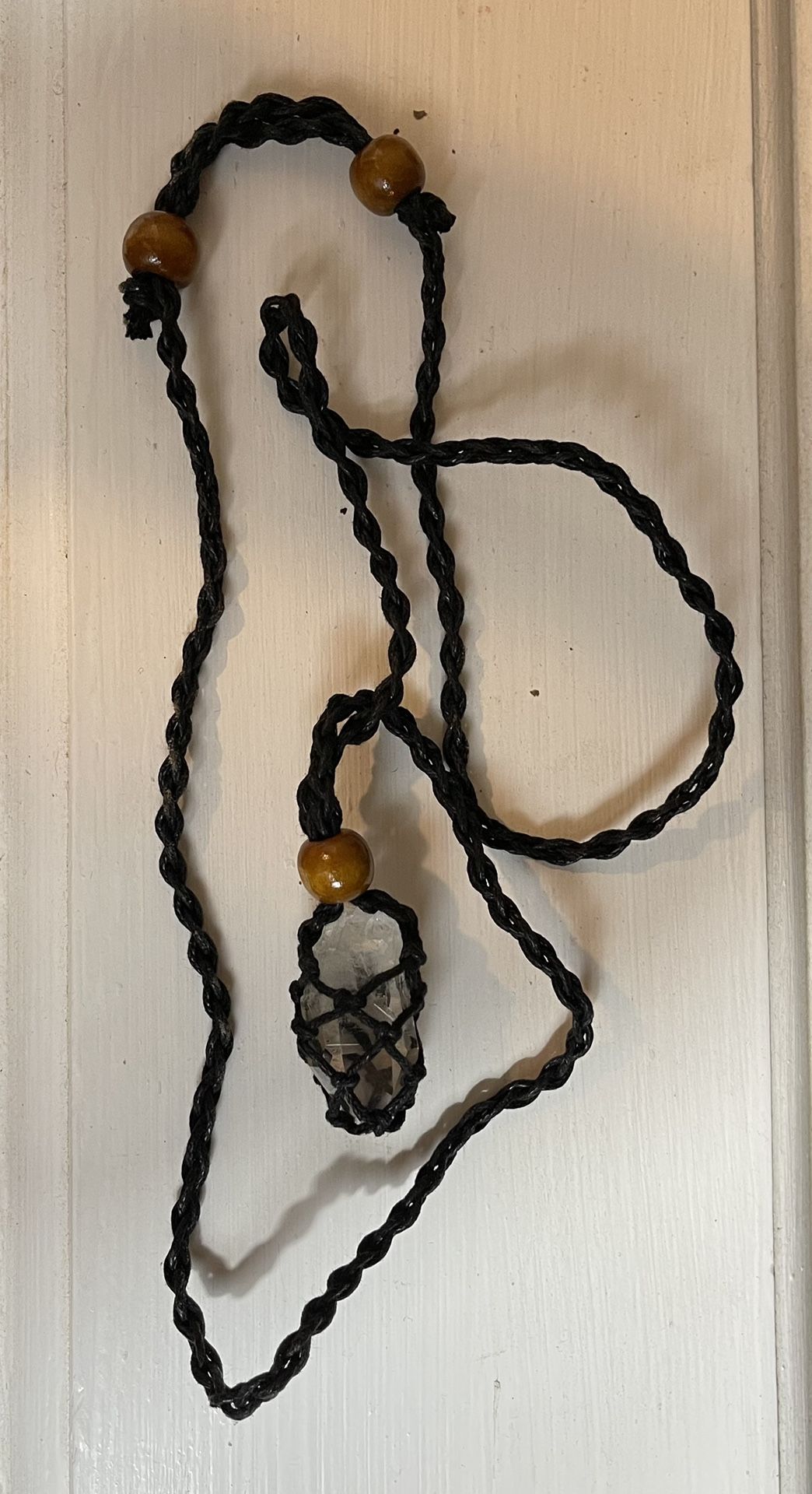 Natural Crystal Quartz, ( Handmade) Macrame Braid