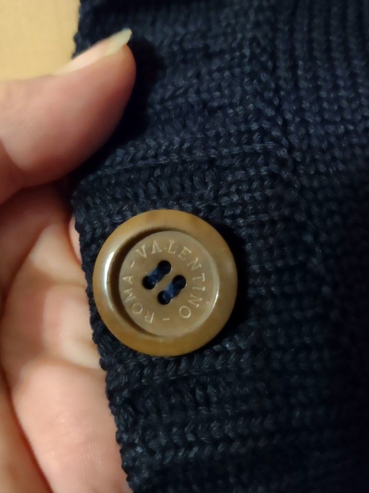 Valentino Tricots Handknits Shirt And Jacket Vintage. Black In Color. Size Small Or Small/ Medium.