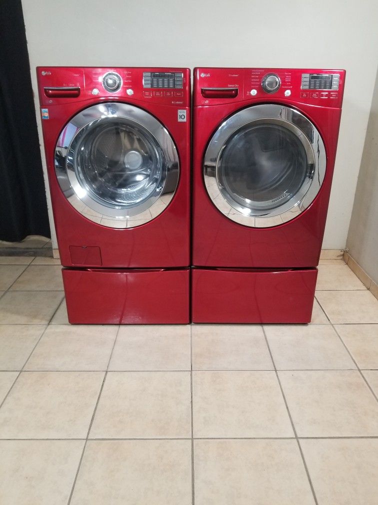 LG RED WASHER AND GAS DRYER FREE DELIVERY AND INSTALLATION ALSO A 90 DAY WARRANTY