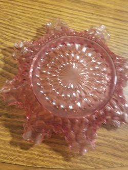 Vintage Rose/Pink Ruffle Glass Candy Dish Thumbnail