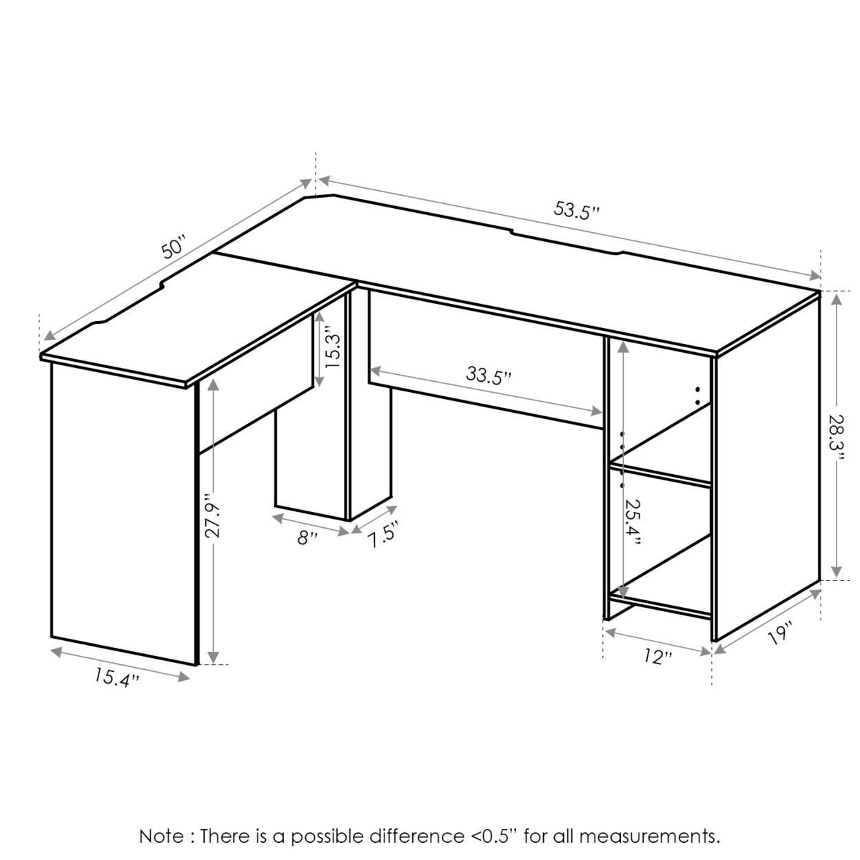 Furinno Indo L-Shaped Desk with Bookshelves, Espresso