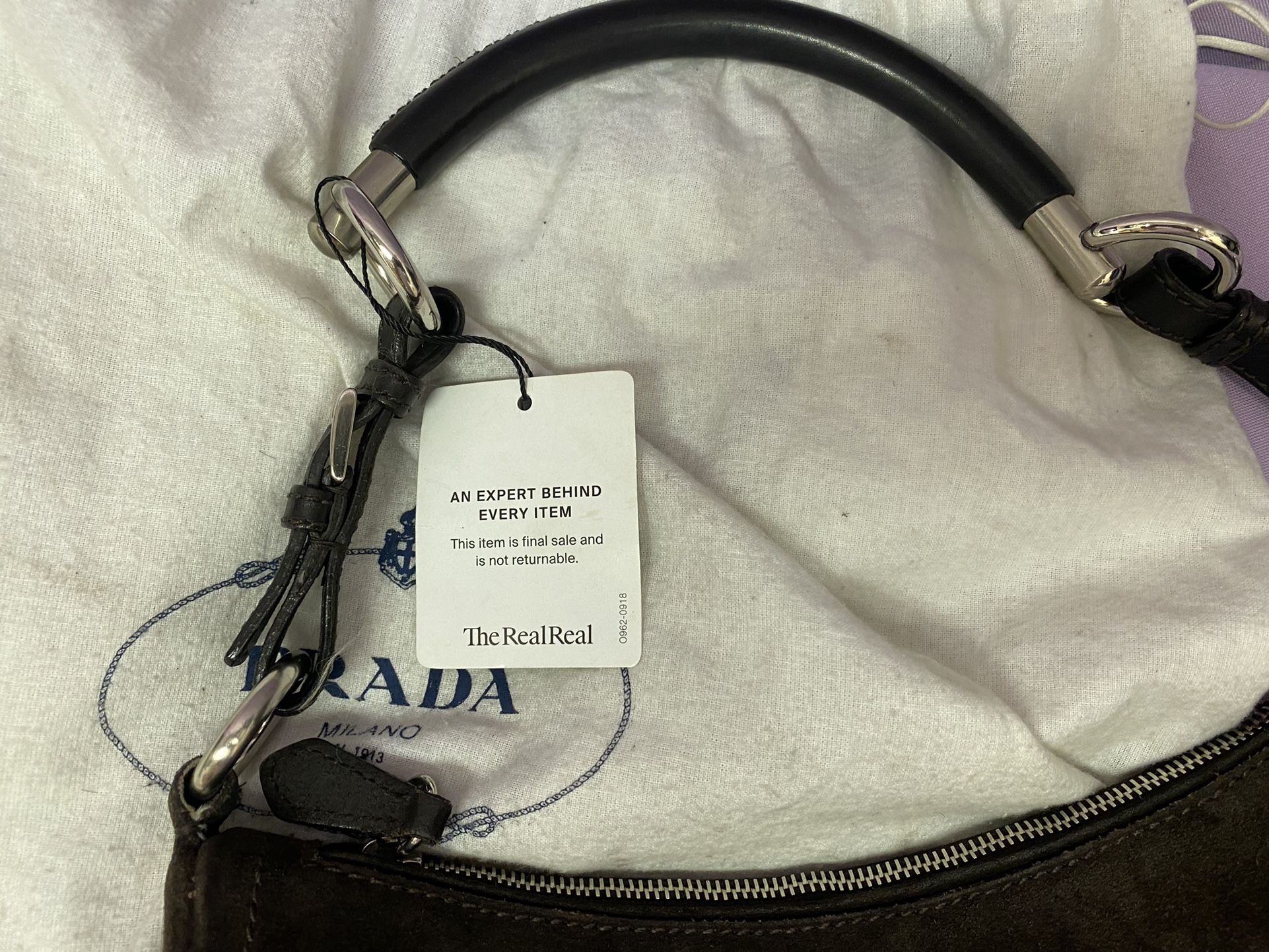 Authentic Prada Hand Bag Brown Suede Leather! Retail $1950!
