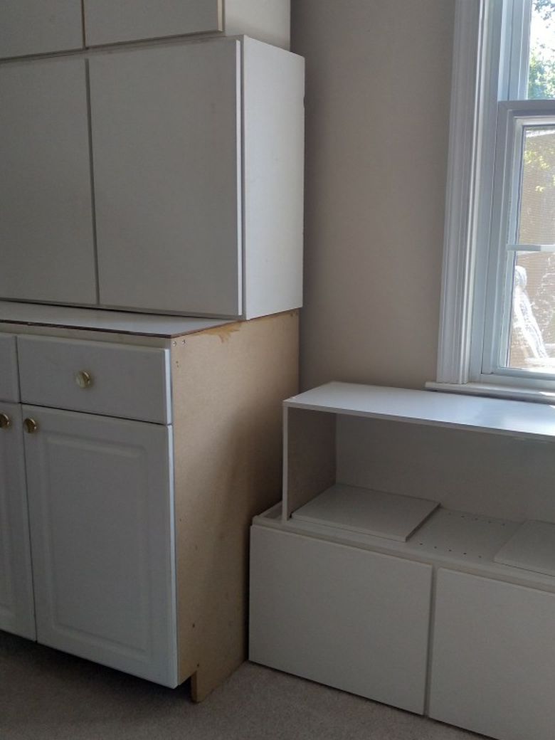 5 Piece White Cabinet Used But Good Condition