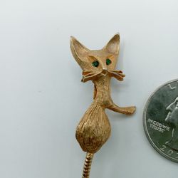 Vintage Gold Tone Cat Brooch Thumbnail