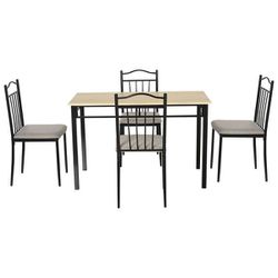 5 Piece Dining Set 1 Table 4 Chairs for Home Kitchen with Padded Seat - Metal Frame Thumbnail