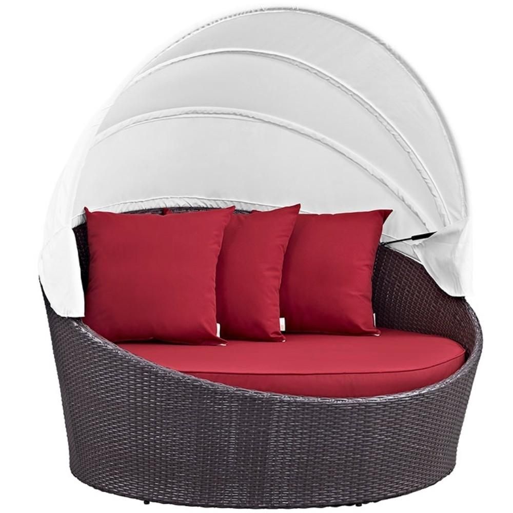 Convene Canopy Outdoor Patio Daybed, Espresso Red Size : 63"Lx63"Wx33.5-54.5"H