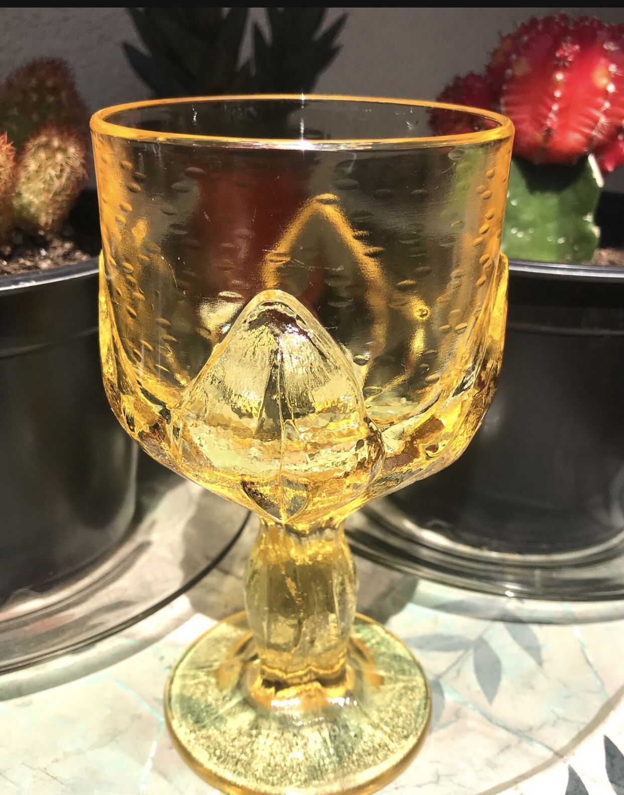 Set Of 6 Vintage Glass Goblets 