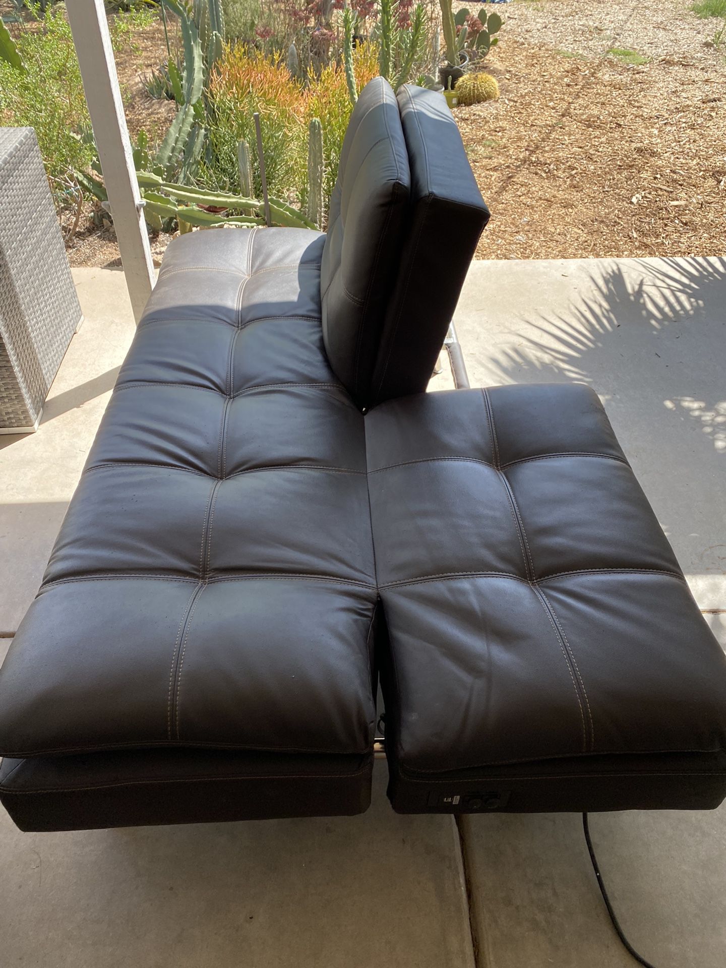 Brown Leather Futon With Power Source