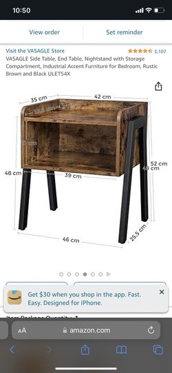 Brown Wood With Black Metal Small Nighstand Thumbnail