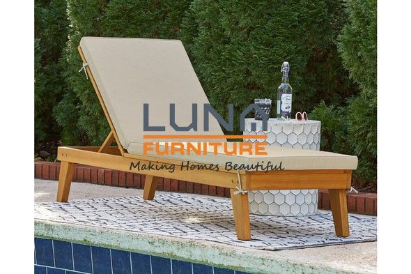 Byron Bay Light Brown Chaise Lounge with Cushion