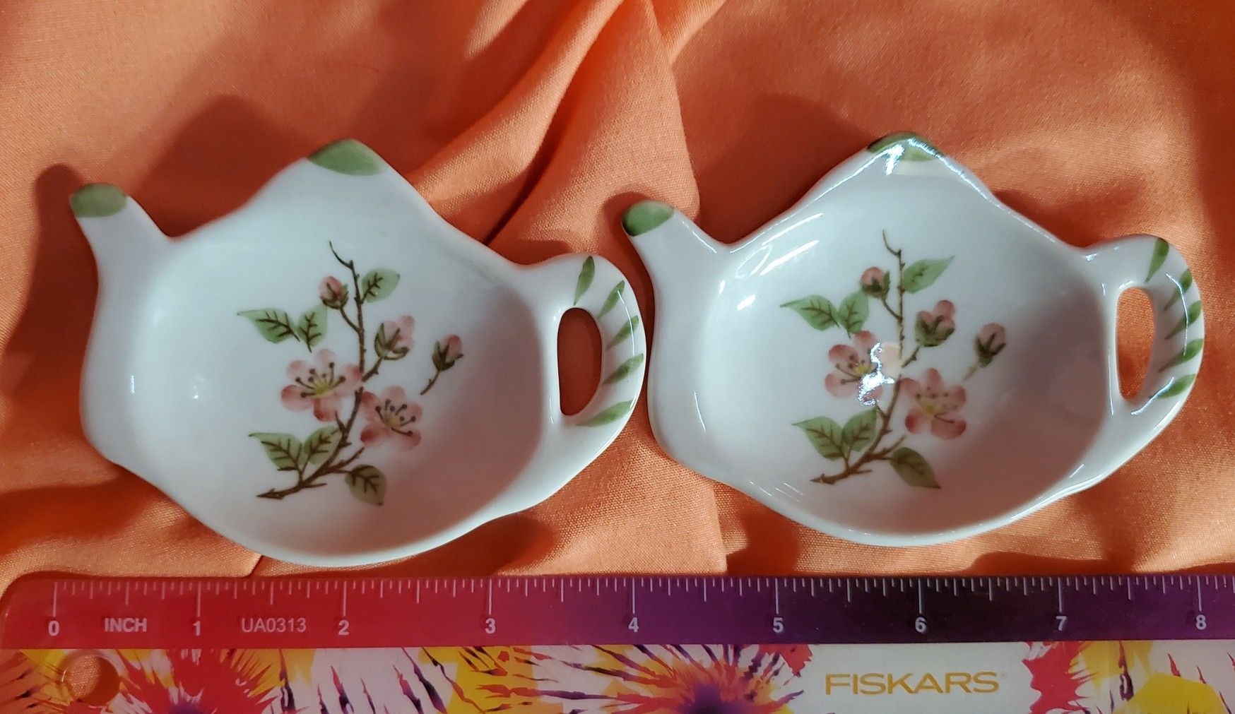 Pair of Handpainted w/ Floral Pattern Tea Kettle Spoon Rests