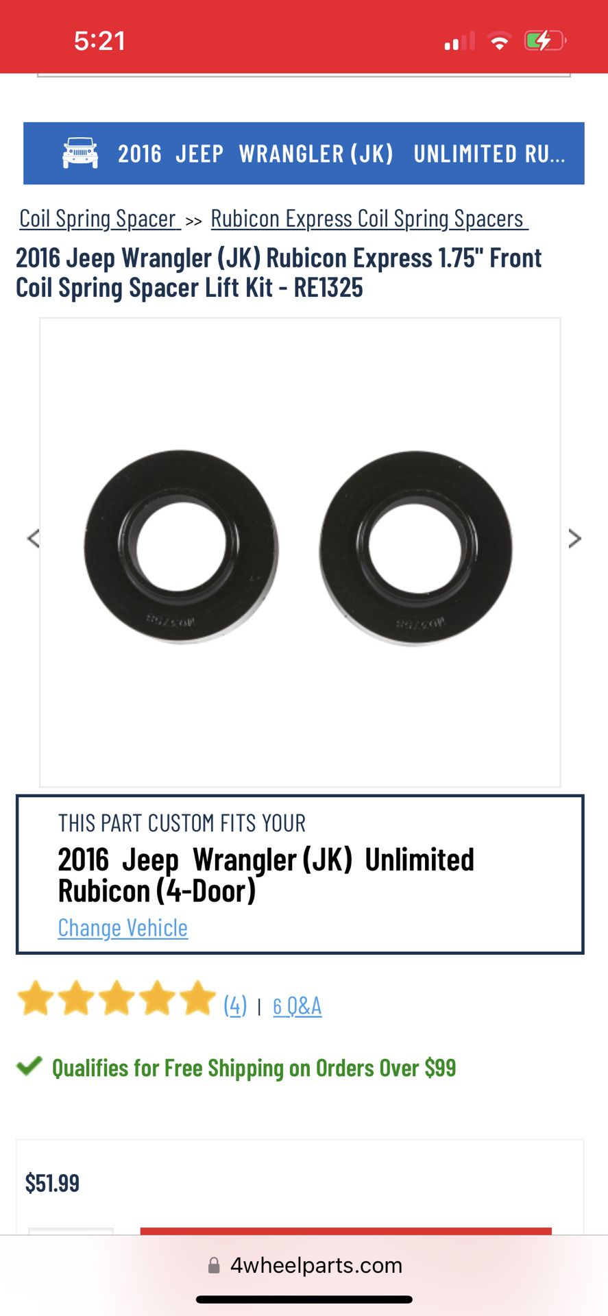 Jeep JK Wrangler Rubicon Express Coil Spacers