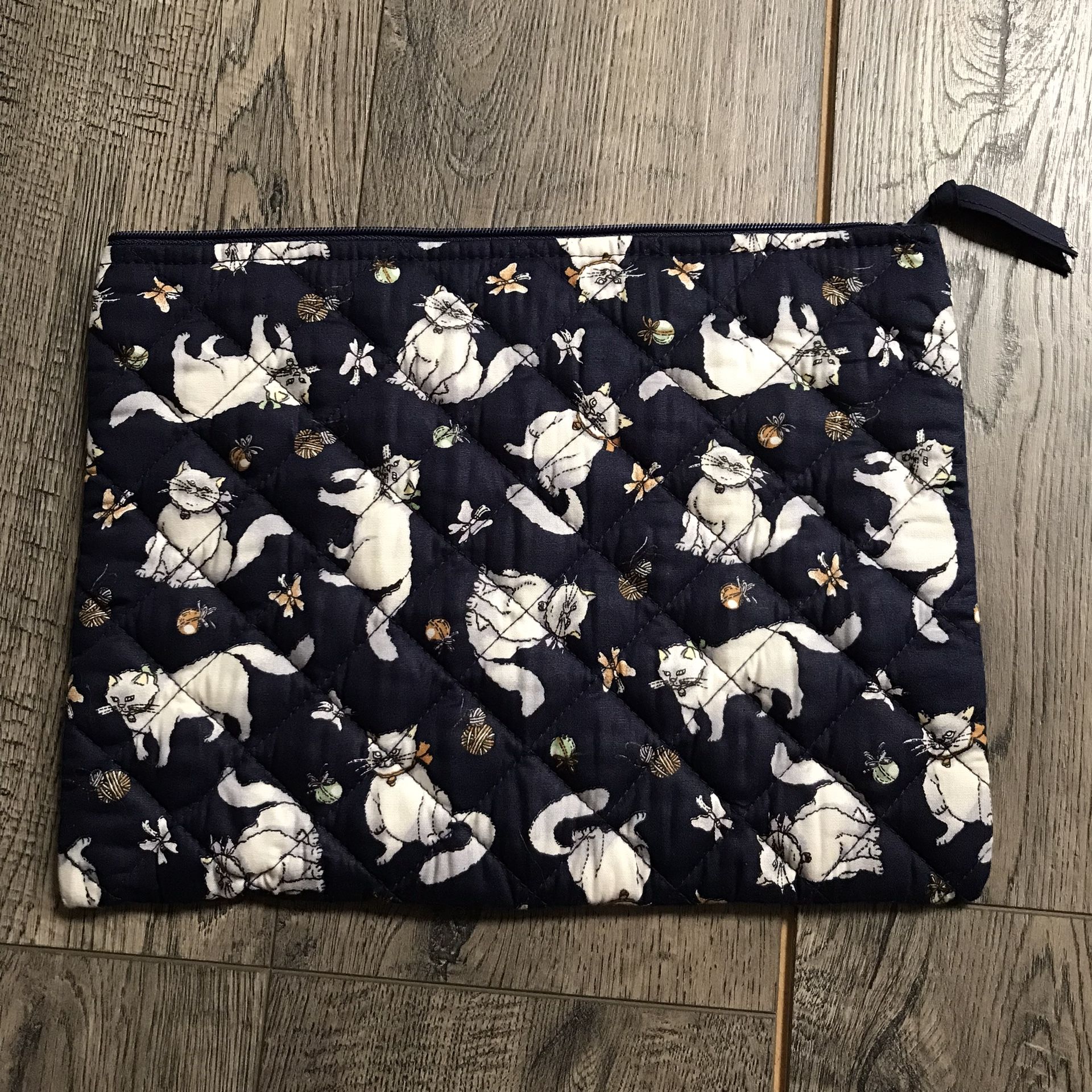 Navy Blue Quilted Travel Garment Bag, Cats