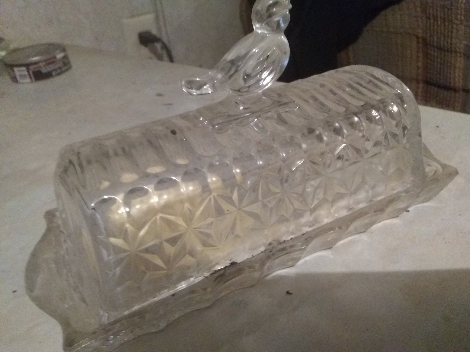 Crystal butter dish