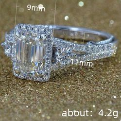 "Radiant Cut Dazzling Zircon Cross Cubic Carved Wedding Ring for Women, PD784
 
 Thumbnail