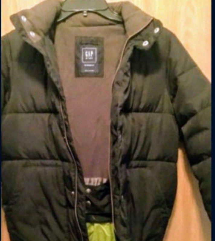Winter  Jacket Kids Gap  Ages 8/9size Black Grey Fleece Lined