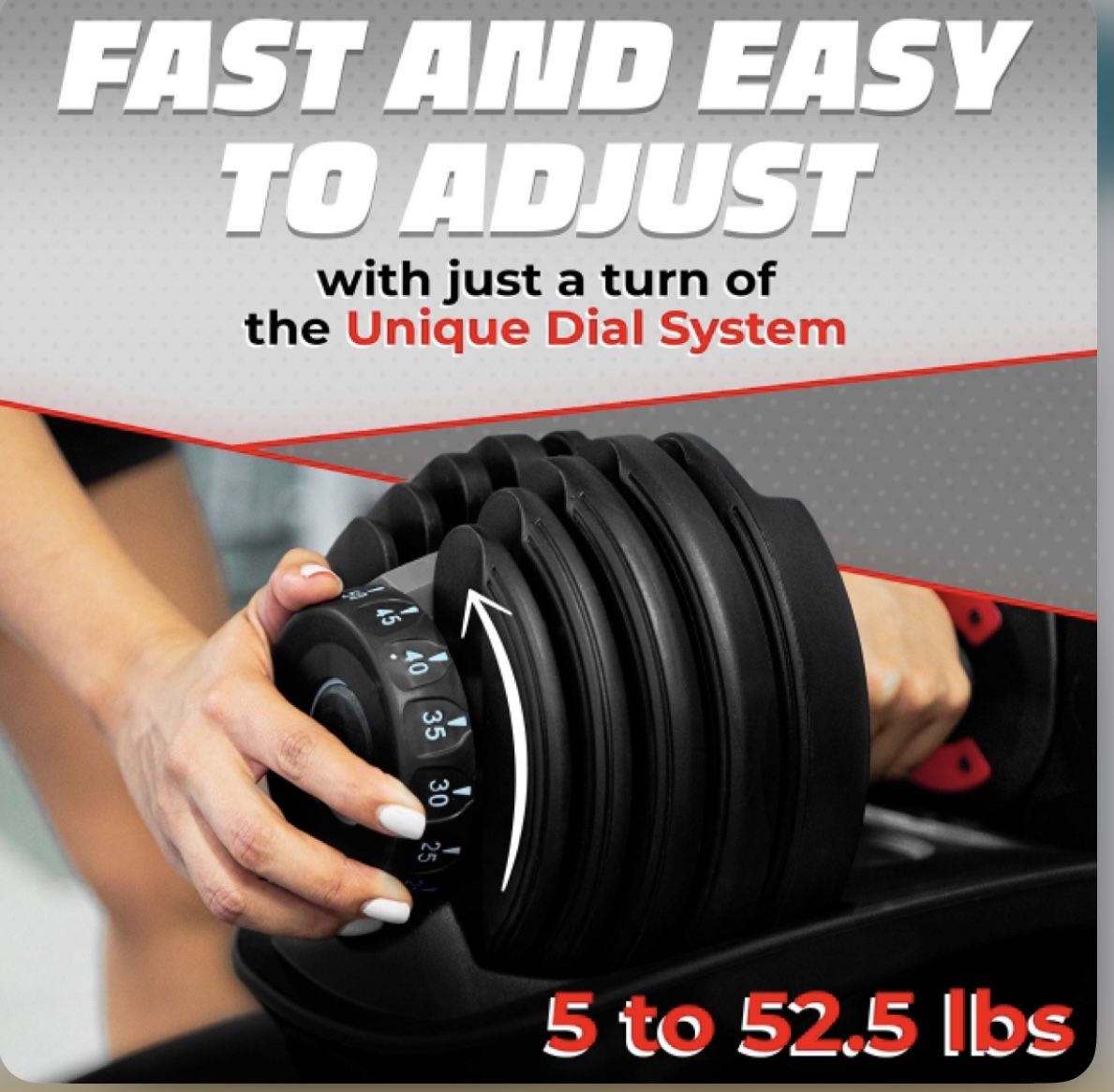 DREAM VYBZ (Single Adjustable Dumbbell 5 to 52.5 lbs |Weights |Barbell |Exercise & Fitness Dumbbells |Weight Bench |Workout Equipment |dumbellsweights