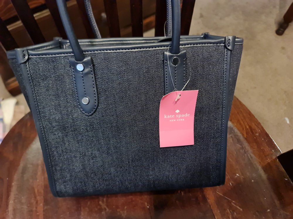 Kate Spade Womens Blue Jean Tote Hand Bag With Cherry Detailing.